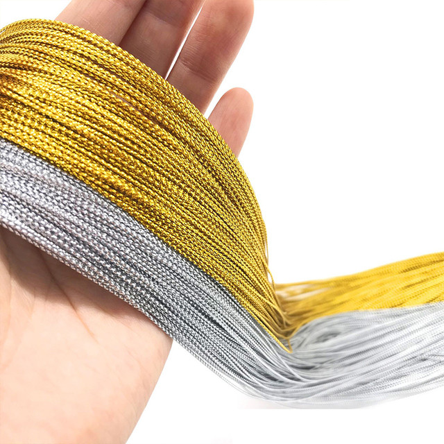 100 Meters Gold/Silver Glitter Cords DIY Gift Packing Hang Tag String Strap  Wedding Florists Crafts